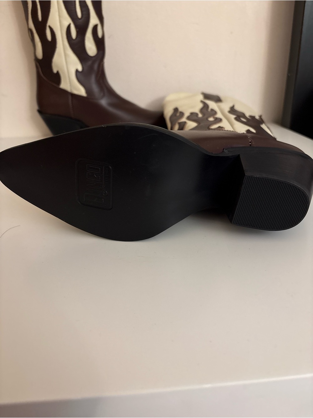 New Dingo Brown and Cream Western Knee-High Cowboy Boots 6 M - Picture 4 of 9